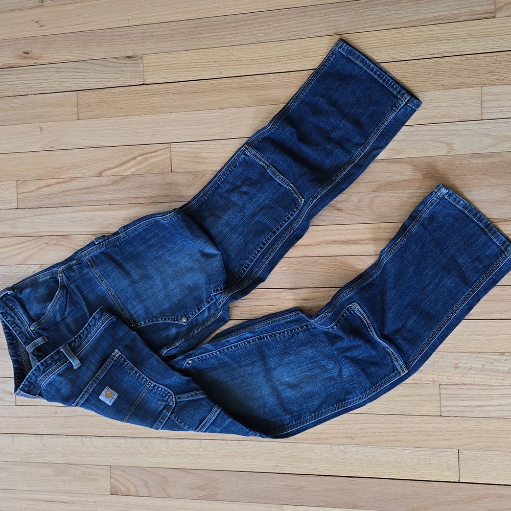 Carhartt 100654 485 Womens Double Knee Slim Fit Jeans Size 16 Chore Workwear